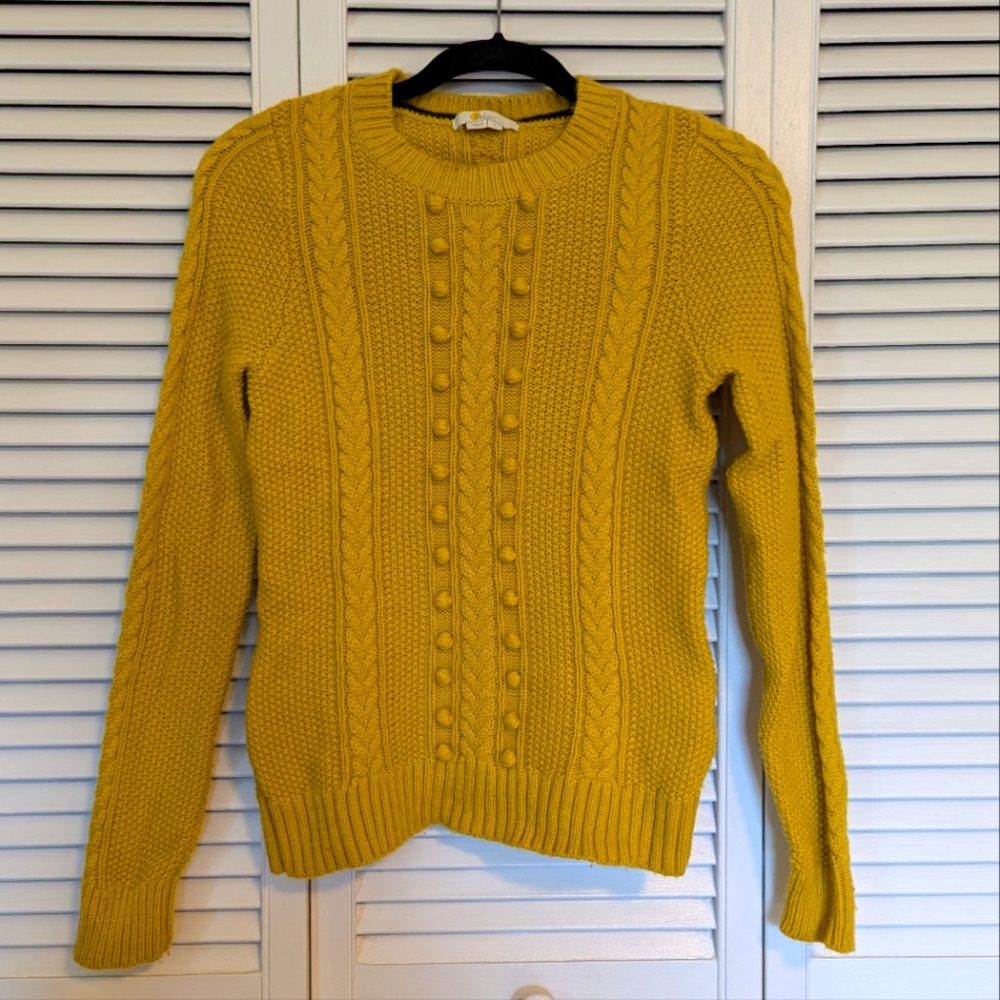 Boden Cozy Yellow Cable Knit Sweater